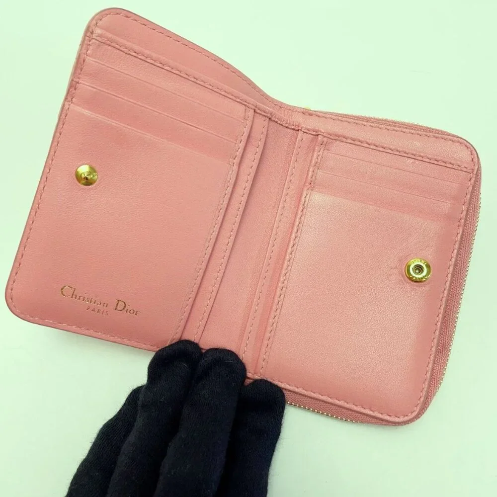 Christian Dior Cannage S5032 Pink Bifold Wallet